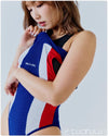 REALISE [N-0371-MSH] sportlicher SOFT-MESH Badeanzug TRICOLOR