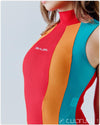 REALISE [N-0371-MSH] sportlicher SOFT-MESH Badeanzug TRICOLOR