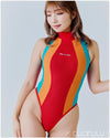 REALISE [N-0371-MSH] sportlicher SOFT-MESH Badeanzug TRICOLOR
