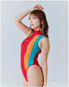 REALISE [N-0371-MSH] sportlicher SOFT-MESH Badeanzug TRICOLOR
